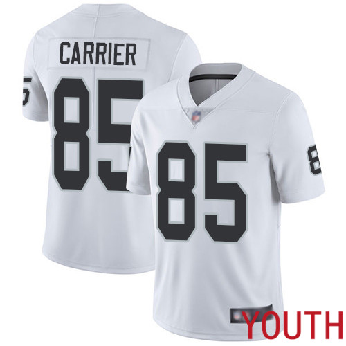 Oakland Raiders Limited White Youth Derek Carrier Road Jersey NFL Football #85 Vapor Untouchable Jersey->youth nfl jersey->Youth Jersey